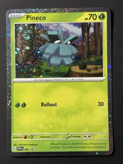 SWIRL Pineco Black Star Promo SVP 061 Cosmos Holo Promo Card NM Pokemon TCG - Image 4
