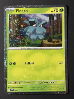 SWIRL Pineco Black Star Promo SVP 061 Cosmos Holo Promo Card NM Pokemon TCG - Image 5