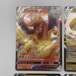 Lot Of 6 Pokemon V Cards Charizard Dragonite Lapras Pikachu Zacian Greedent - Image 2