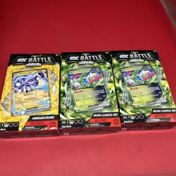 3x POKEMON TCG IRON LEAVES EX BATTLE DECK FACTORY SEALED (60 cards) & Miraidon - Image 1