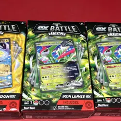 3x POKEMON TCG IRON LEAVES EX BATTLE DECK FACTORY SEALED (60 cards) & Miraidon - Image 3