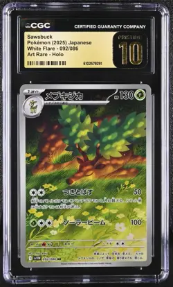 CGC 10 Pristine Sawsbuck 092/086 AR Art Rare White Flare sv11W Pokemon Card - Image 1