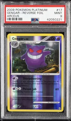 2009 POKEMON PLATINUM ARCEUS #17 GENGAR-REVERSE FOIL PSA 9 - Image 1