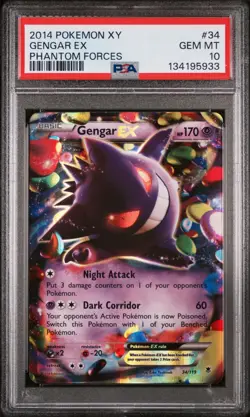 PSA 10 GEM MINT 2014 Pokemon XY Phantom Forces Gengar EX #34/119 Ultra Rare Holo - Image 1