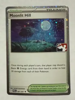Moonlit Hill 081/091 Prize Pack Series Cosmos Holo Pokemon TCG Card NM 2024 - Image 1