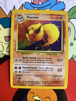 Pokemon TCG Flareon Jungle 3/64 ULTD No Symbol Error Holo Vintage Rare 1999 MP - Image 1