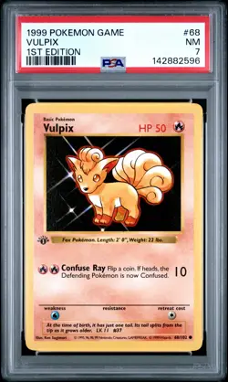 1999 POKEMON GAME 1ST ED #68 VULPIX PSA 7 - Image 1
