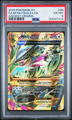 2015 POKEMON XY ANCIENT ORIGINS #98 FULL ART/M RAYQUAZA EX PSA 6 - Image 1