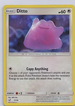Ditto 17/18 Rare Ultra Detective Pikachu Pokemon Moderately Played - Image 1