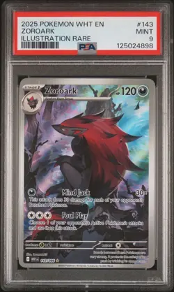 2025 POKEMON WHT EN-WHITE FLARE #143 ZOROARK ILLUSTRATION RARE PSA 9 - Image 1