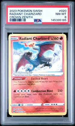 Radiant Charizard 020/159 Sword Shield Crown Zenith Pokemon PSA 8 *185 - Image 1