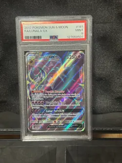 2017 POKEMON SUN & MOON #141 FULL ART/LUNALA GX PSA 9 - Image 1