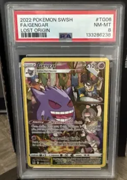 2022 POKEMON SWORD & SHIELD LOST ORIGIN #TG06 FULL ART/GENGAR PSA 8 - Image 1
