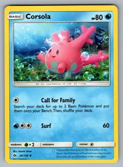 Corsola Uncommon SM Base Set 36/149 Pokemon NM - Image 1