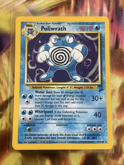 Poliwrath 15/130 Holo Unlimited Rare Pokemon TCG Base Set 2 Mp+ - Image 1