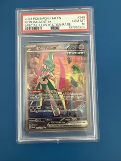 PSA 10 GEM Pokemon SV04 Paradox Rift Iron Valiant ex 249/182 SIR Holo - Image 1