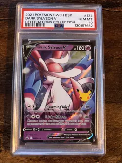 2021 POKEMON SWSH BLACK STAR PROMO CELEBRATIONS COLL #134 DARK SYLVEON V PSA 10 - Image 1