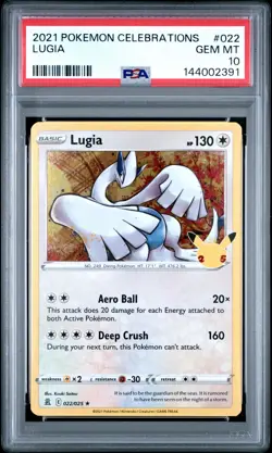 2021 POKEMON CELEBRATIONS 022 LUGIA PSA 10 GEM MINT - Image 1