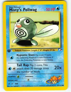 Misty's Poliwag - 1st Edition - 87/132 Gym Heroes- WOTC - Pokemon TCG - 2000 - Image 1