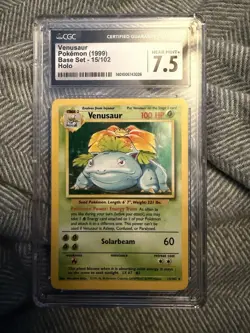 1999 Venusaur Base Set Holo Rare Unlimited Pokemon TCG Vintage CGC 7.5 - Image 1