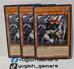 YUGIOH DARKLORD NASTEN X3 RARE LIGHT PLAYED MAGO-EN107 - Image 1