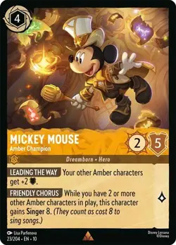 Mickey Mouse Amber Champion 23/204 Non-Foil Whispers in the Well Disney Lorcana - Image 1