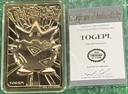 Pokemon 1999 Burger King 23K Gold Plated TOGEPI Card 2.75" x 1.75" w/ COA! - Image 1