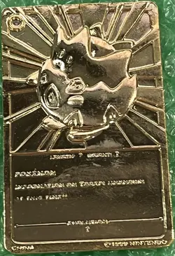 Pokemon 1999 Burger King 23K Gold Plated TOGEPI Card 2.75" x 1.75" w/ COA! - Image 5