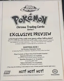 Pokemon 2000 Topps TEKNOU Chrome Trading Cards Series# 1 Uncut Sheet Preview VG! - Image 2