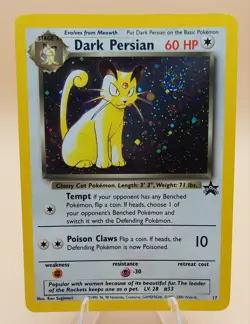 Dark Persian Pokemon Black Star Promo Holo #17 Pokemon Card WOTC 1999 SWIRL - Image 1