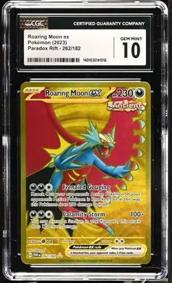 CGC Gem Mint 10 Roaring Moon ex Hyper Rare 262/182 Pokemon Paradox Rift - Image 1