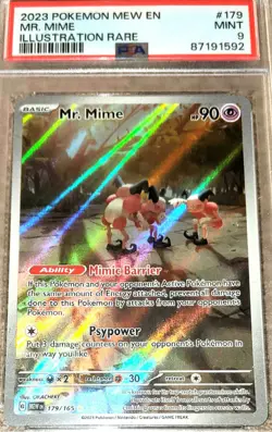 2023 Pokemon Mr. Mime 179/165 Sv: Scarlet & Violet Mew 151 Holo Rare PSA 9 MINT - Image 1