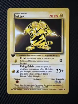 Elektek 20/102 Rare Edition 1 Set de Base 1998 Francais FR Pokemon Card - Image 1