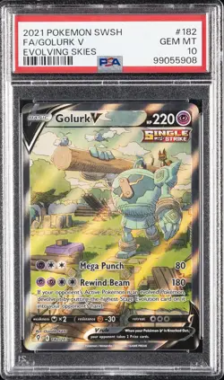 2021 POKEMON SWORD & SHIELD EVOLVING SKIES #182 FULL ART/GOLURK V PSA 10 - Image 1