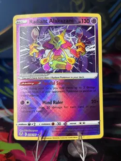Pokemon TCG Radiant Alakazam Silver Tempest 059/195 Holo Radiant Rare - Image 1