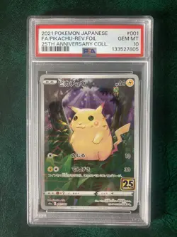 Pokemon PIKACHU 001/028 REVERSE FOIL PSA 10 | Gem Mint | 25th Anniversary | 2021 - Image 1