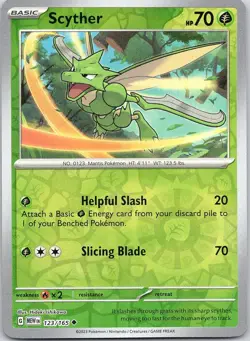 Scyther 123/165 UC 151 Pokemon Reverse Holo Near Mint - Image 1
