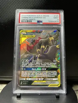 Pokemon Umbreon & Darkrai GX Unified Minds Ultra Rare Holo 125/236 PSA 9 - Image 1