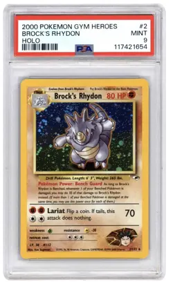 Brock's Rhydon 2000 Pokemon GH · Gym Heroes Holo #2 PSA 9 - Image 1
