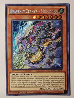 Heavenly Zephyr - Miradora Yu-Gi-Oh! BLVO-EN029 1st Secret Rare - Image 1