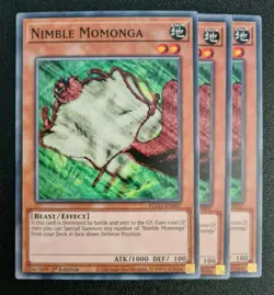 Nimble Momonga x3 Yu-Gi-Oh! EGO1-EN007 1st Common PLAYSET - Image 1