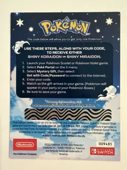 Pokemon Scarlet Violet Shiny Koraidon/Miraidon Code Card GameStop NEW SEALED - Image 2