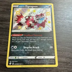 Pokemon GALARIAN ZIGZAGOON SV078/SV122 Baby Shiny (Shining Fates) NM/Near Mint - Image 1