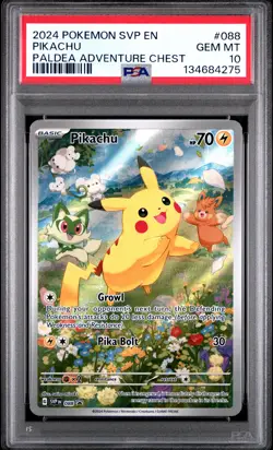 2024 POKEMON SVP EN-SV BLACK STAR PROMO PALDEA ADVENTURE CHEST PIKACHU PSA 10 - Image 1
