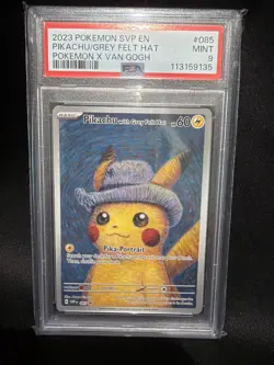 Pikachu With Grey Felt Hat Psa 9 Van Gogh Museum Postcard MUSEUM EXCLUSIVE - Image 1