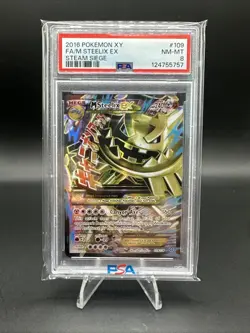 PSA 8 NM-MT 2016 Pokemon XY FA/M Steelix EX 09/114 Steam Siege Holo - Image 1