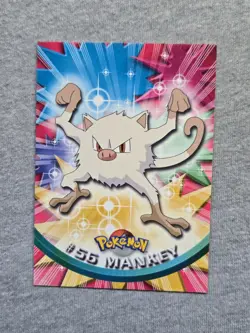 Mankey # 56 1999 Topps Pokemon TV Animation Edition Series 1 Blue Logo - Image 1
