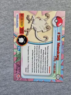 Mankey # 56 1999 Topps Pokemon TV Animation Edition Series 1 Blue Logo - Image 2