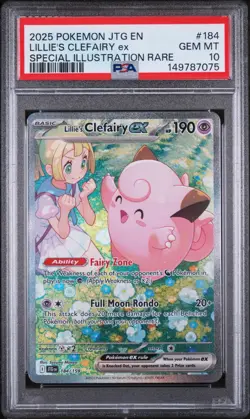 Pokemon TCG Lillie's CLEFAIRY EX 184/159 Special Illustration Rare JTG PSA 10 - Image 1