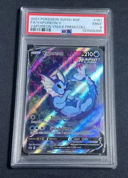 2021 POKEMON SWSH BLACK STAR PROMO #181 FULL ART/VAPOREON V PSA 9 - Image 1